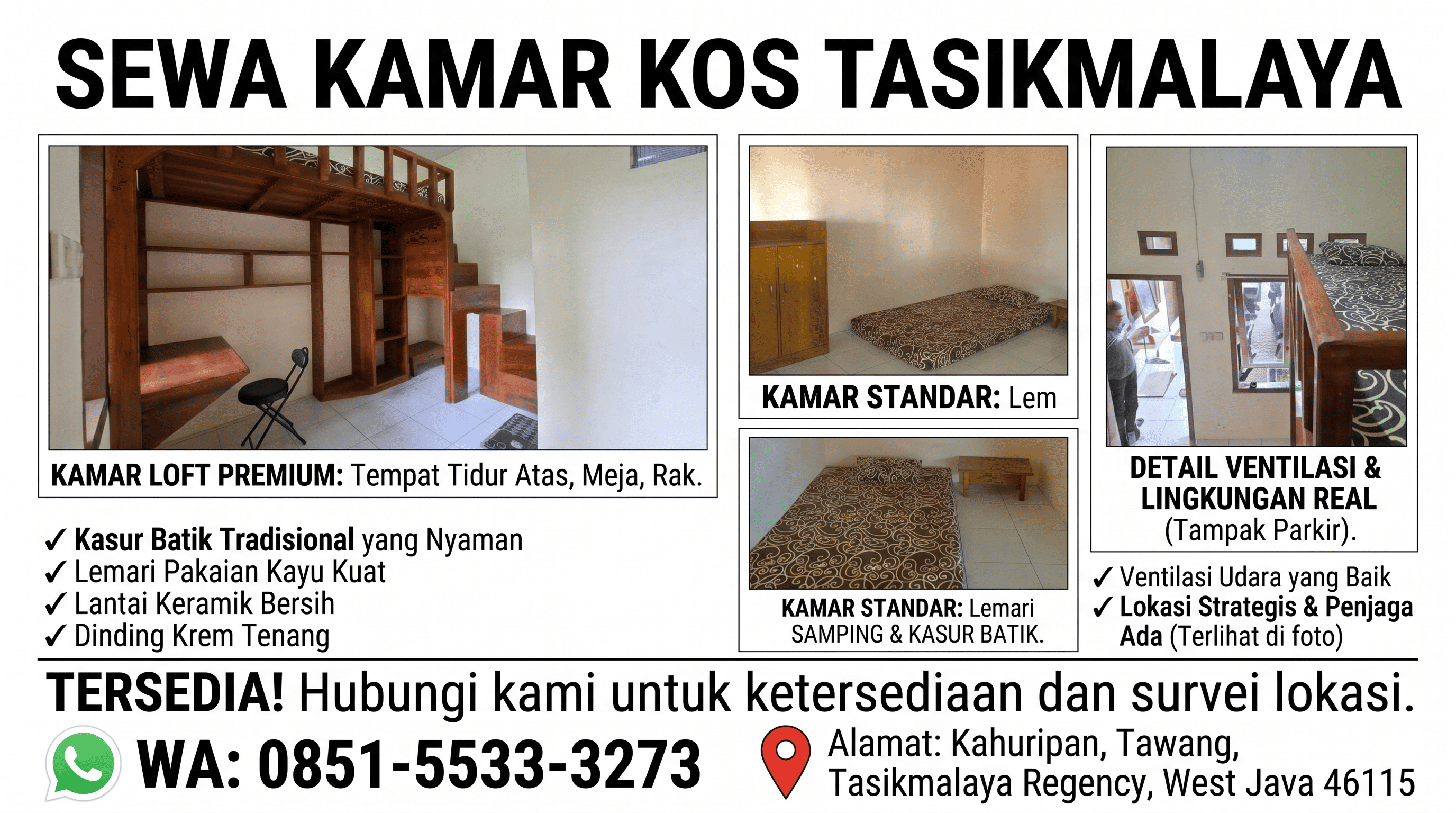 Rekomendasi Kos-Kosan Murah di Tasikmalaya Dekat Kampus UNSIL & UNPER (Fasilitas Lengkap)